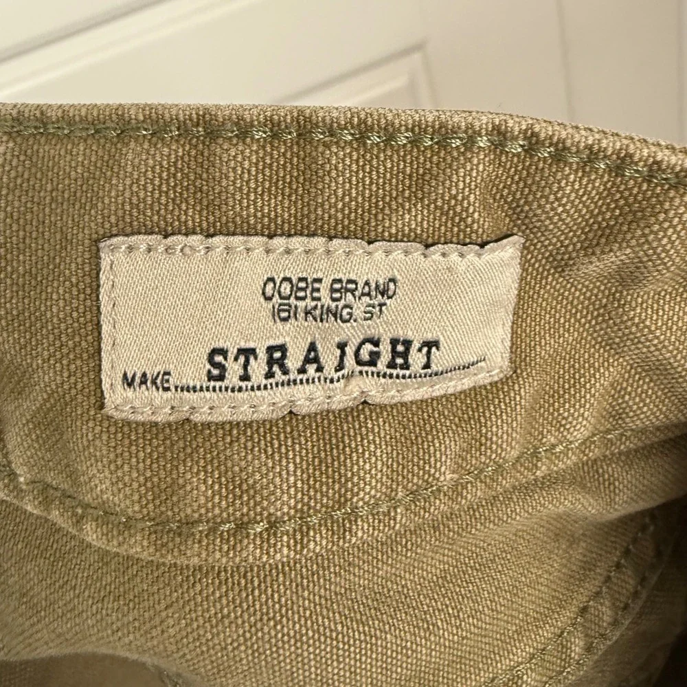 OOBE Brand Straight Leg Pants Mens 34/28.5 Olive Green Khaki Canvas Workwear